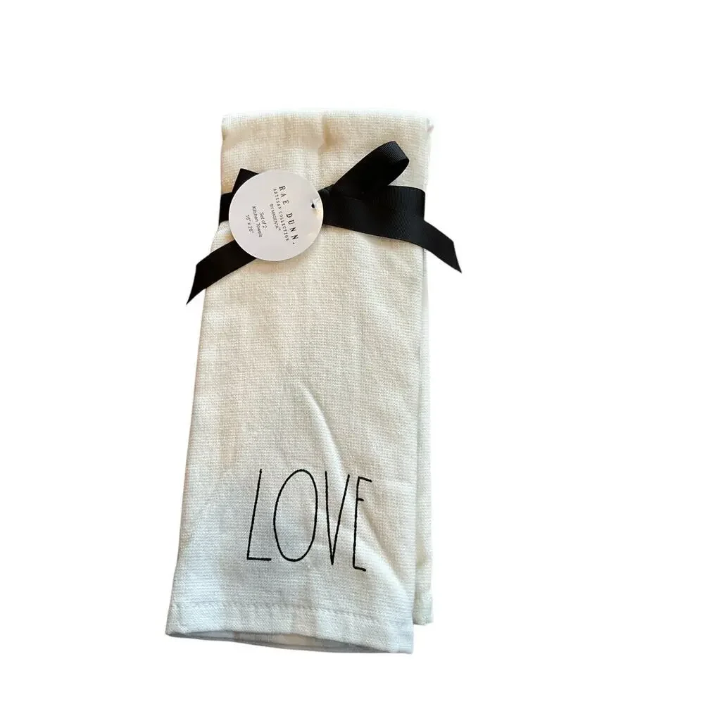Rae Dunn By Magenta‎ Set Of 2 Kitchen Towels BE KIND-LOVE Print 16